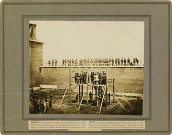 (ALEXANDER GARDNER) (1821-1882) Suite of 3 photographs documenting the hanging of the Lincoln conspirators, and 3 documenting the hangi